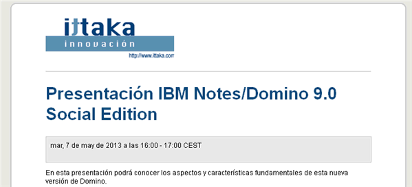 Image:Webcast Presentación IBM Notes/Domino 9.0 Social Edition